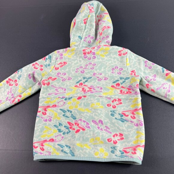 The North Face Sweatshirt Kids Girls 4 Green Floral Faded Fleece Full Zip Hoodie - Picture 11 of 15